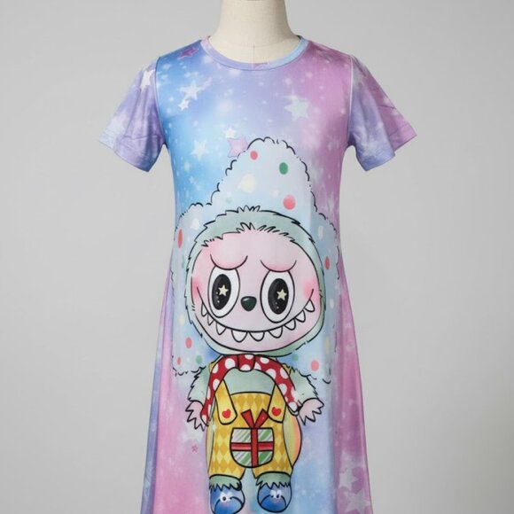 Purple and Pink Nightgown with Cartoon Design - Picture 1 of 7
